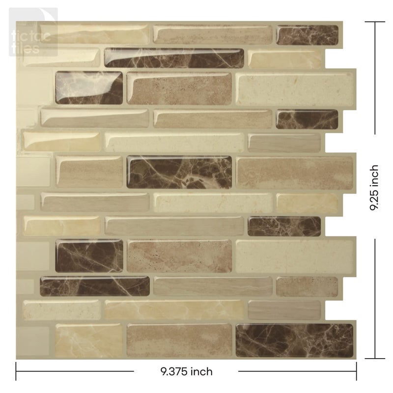 Tic Tac Tiles Peel and Stick Self Adhesive Removable Stick On Kitchen Backsplash Bathroom 3D Wall Sticker Wallpaper Tiles in Polito Designs (10 Sheets, Bella) - Image 2